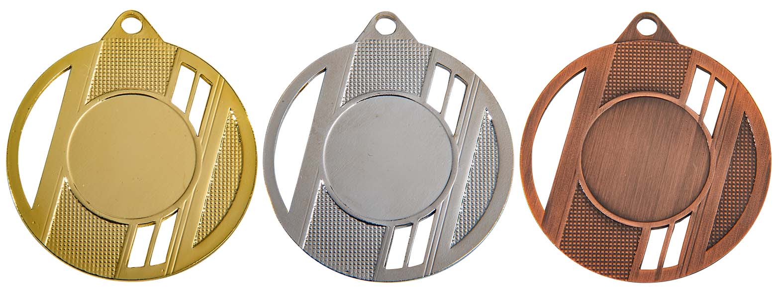 M323 Medaille goud-zilver-brons Ø 50 mm compleet 
